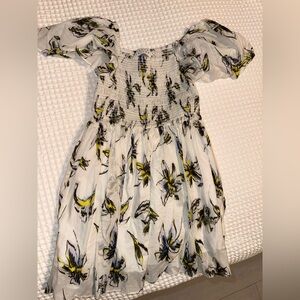 Tanya Taylor Black and White Puff Sleeve Sundress